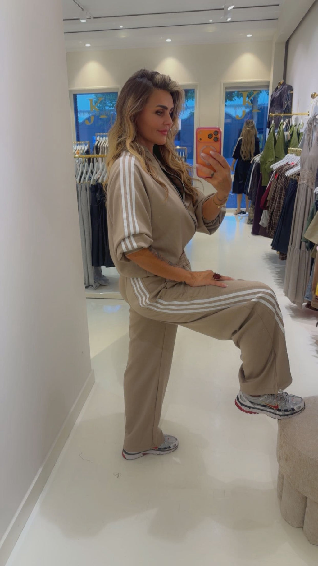 striped 2 delige set taupe