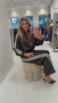 striped 2 delige set bruin