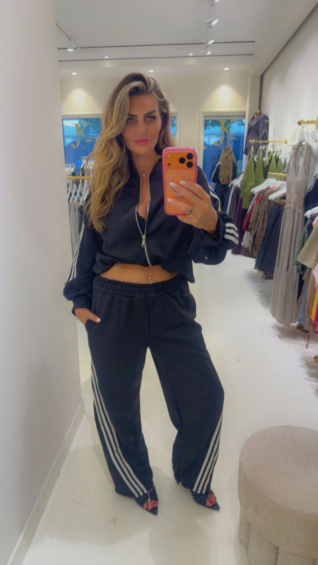 striped 2 delige set zwart
