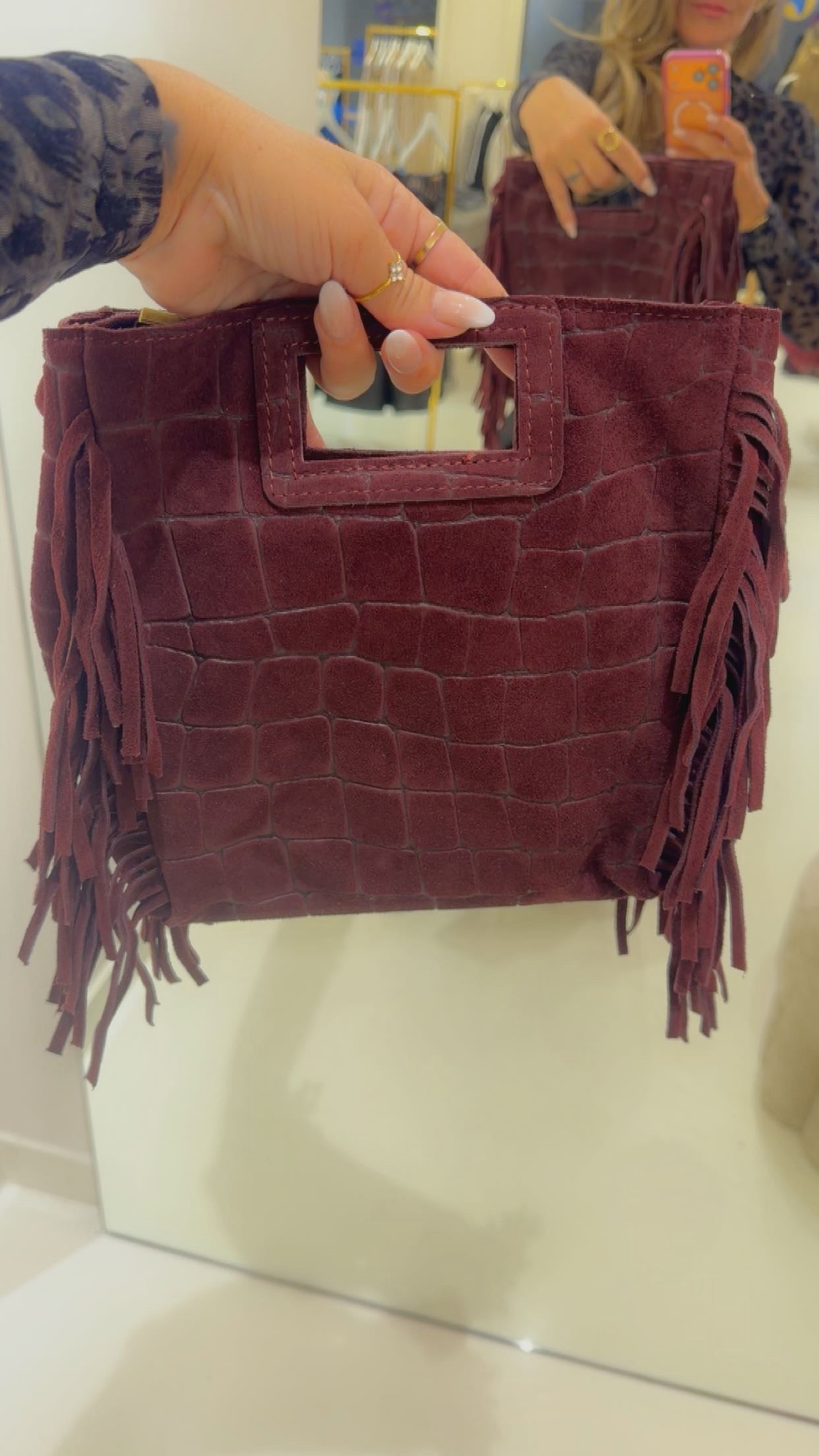 fringe bag burgendy