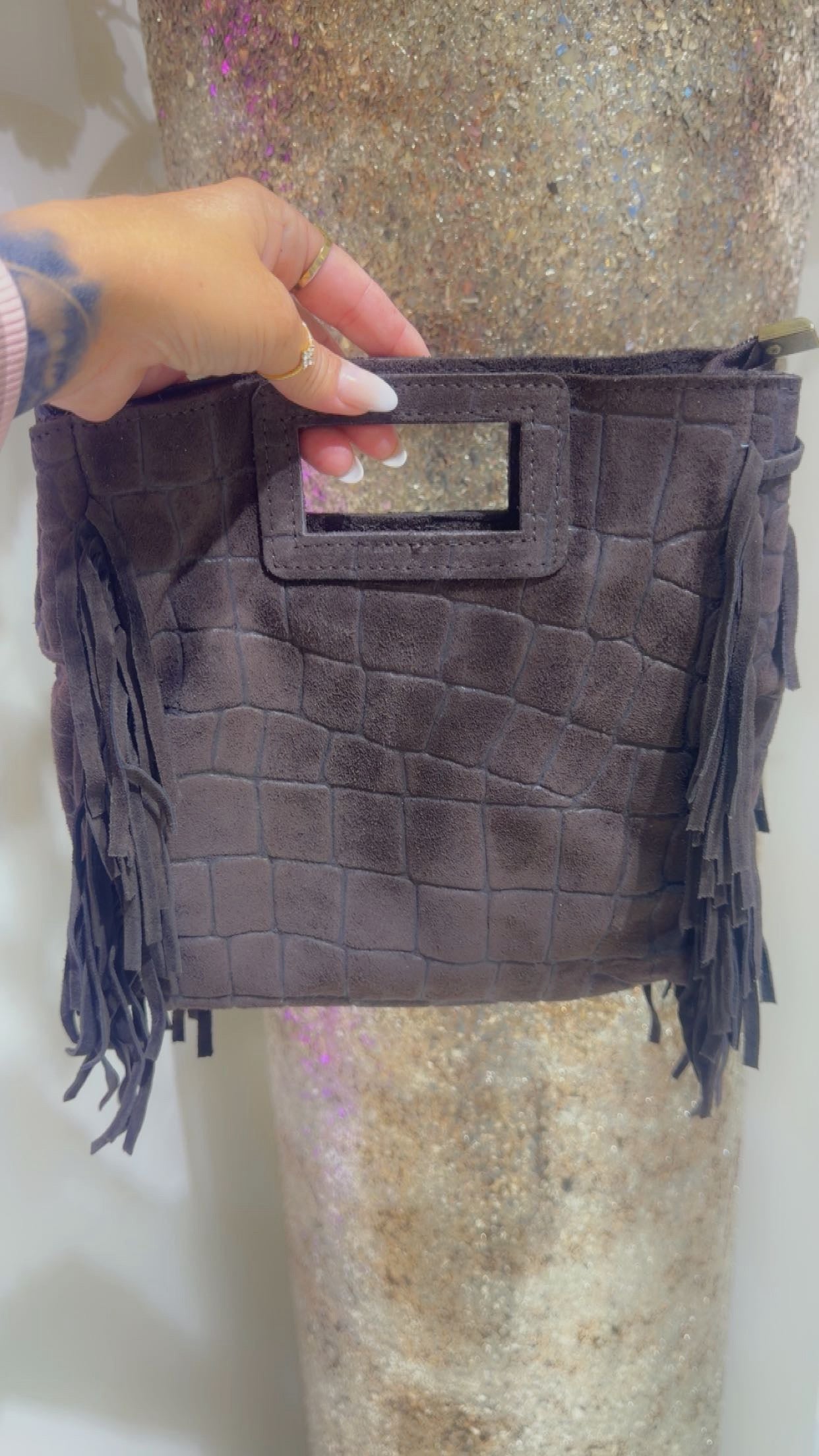 fringe bag bruin