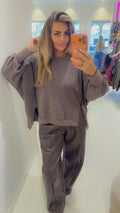 Dana sticksel sweater bruin