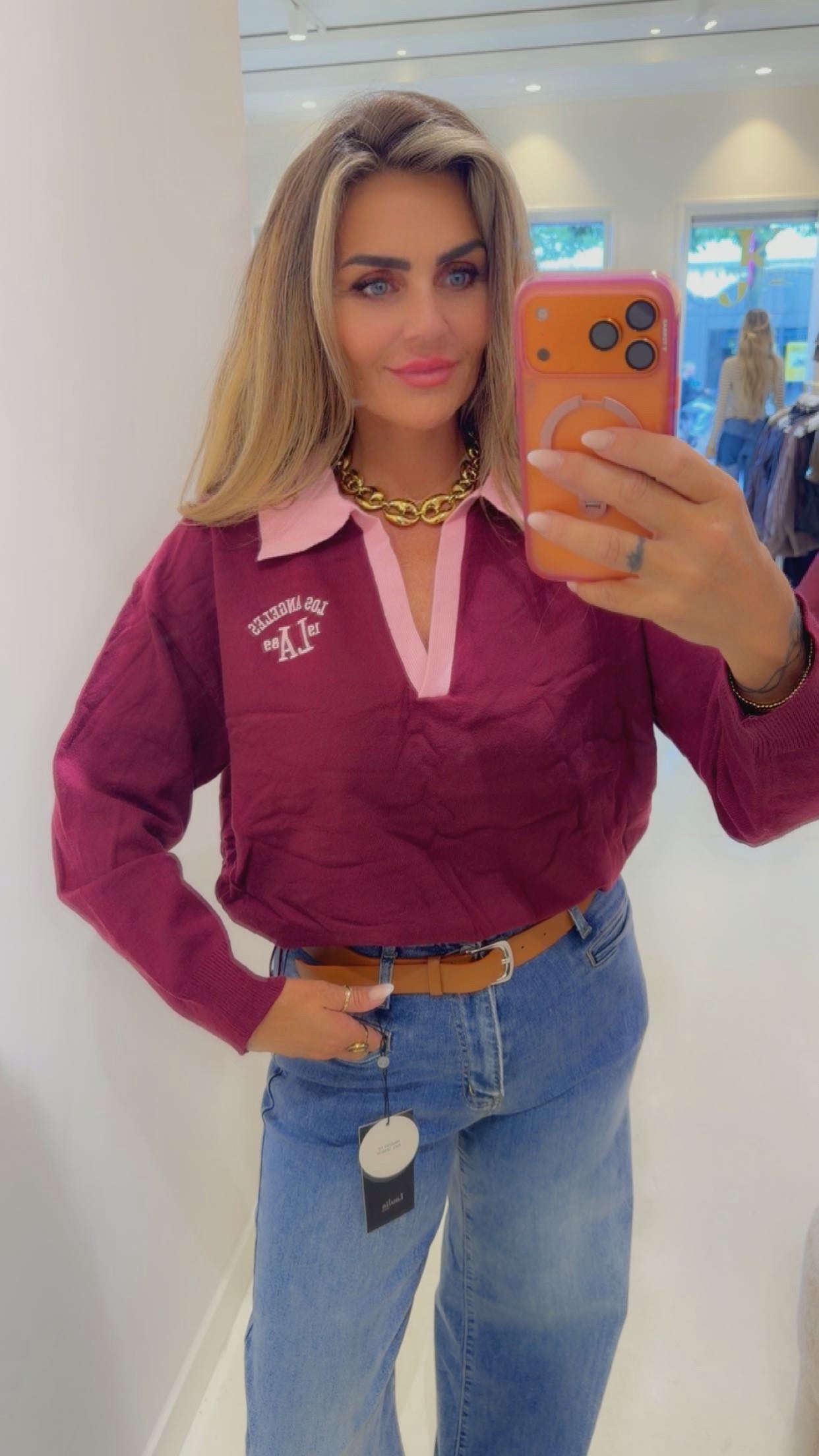 la polo sweater bordeaux