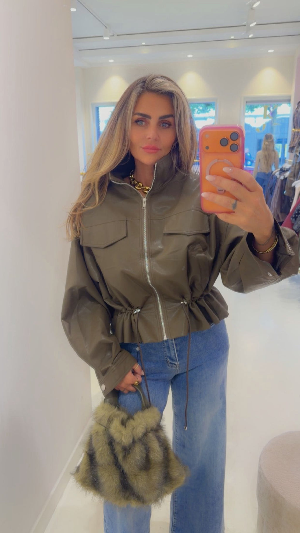 Janice Army leather jacket