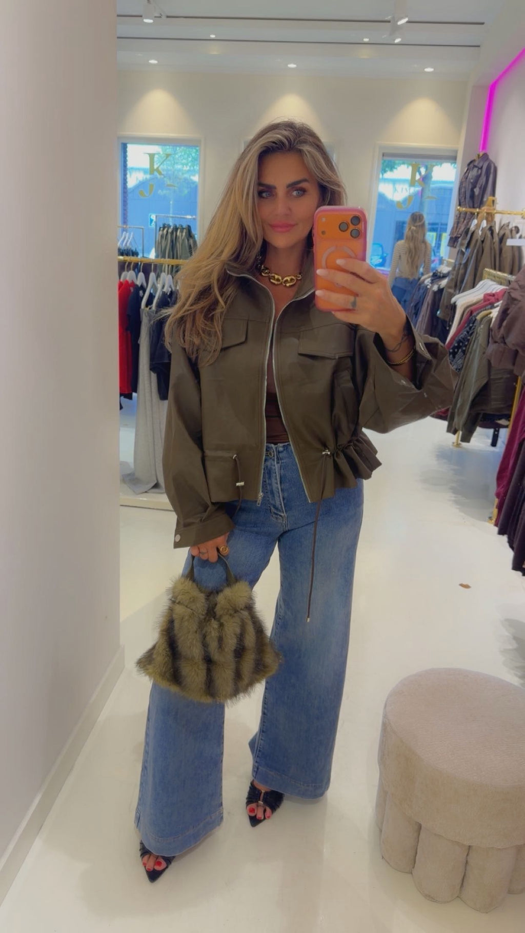 Janice Army leather jacket