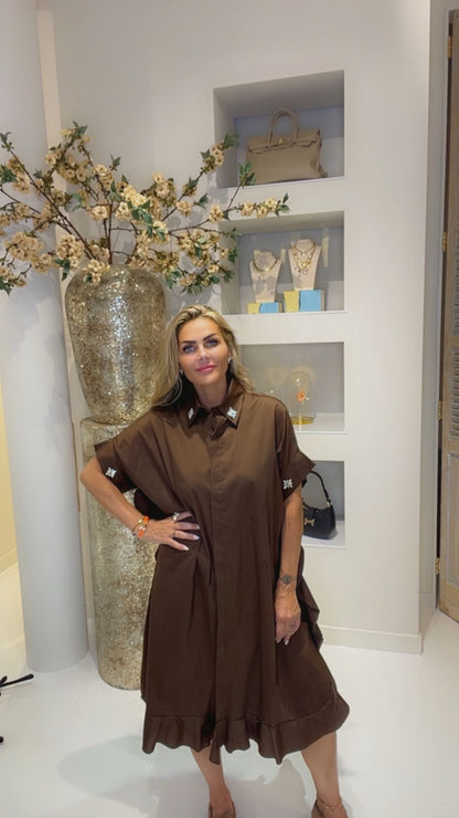 Blouse dress donker bruin laatste !