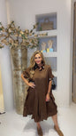 Blouse dress donker bruin laatste !