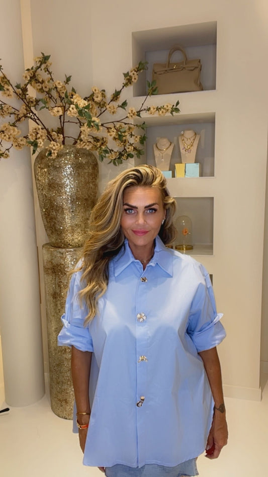 Broche blouse blauw