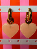 beige hart earrings