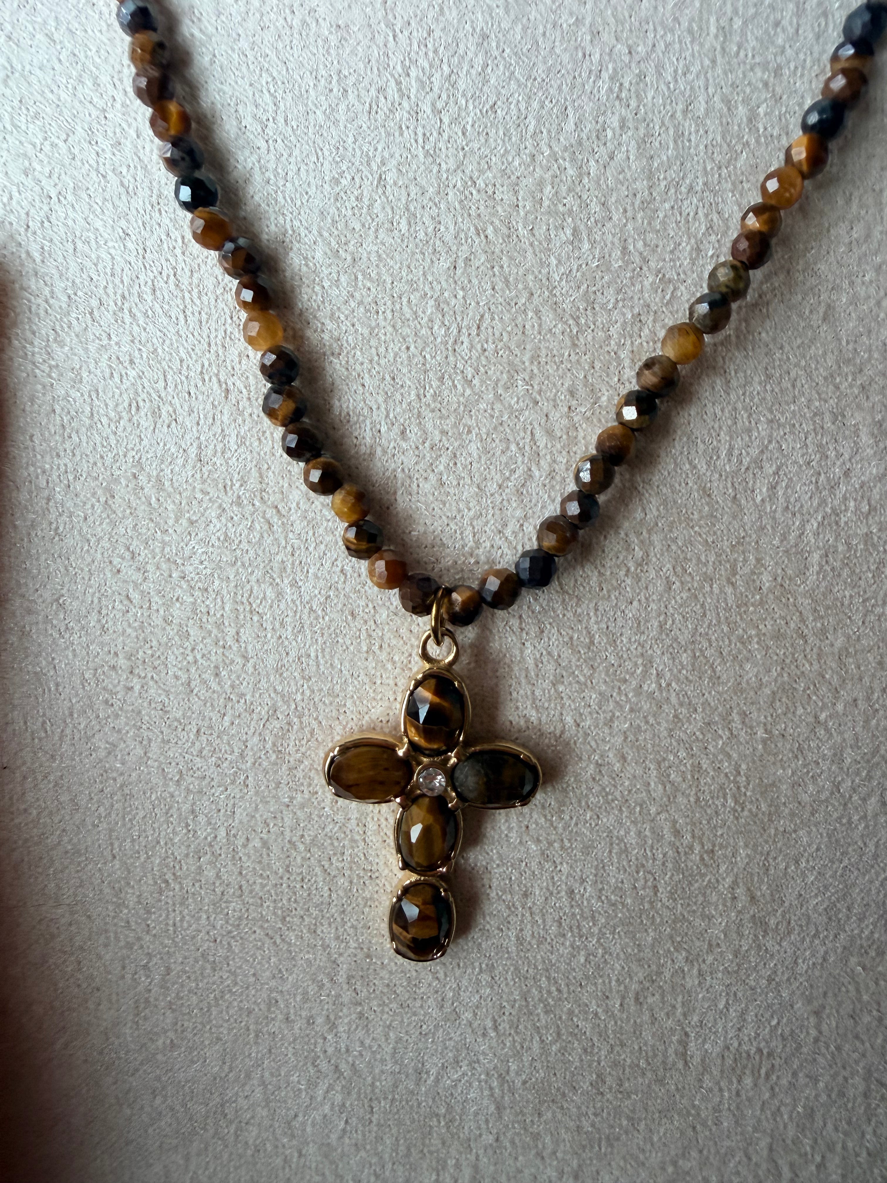 cross brown necklace