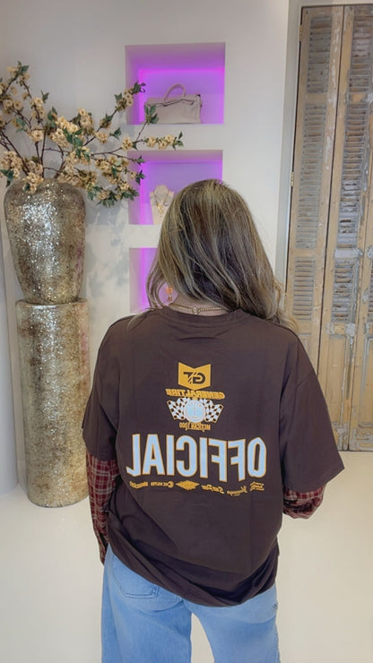 T-shirt Brown ruiten mouwen