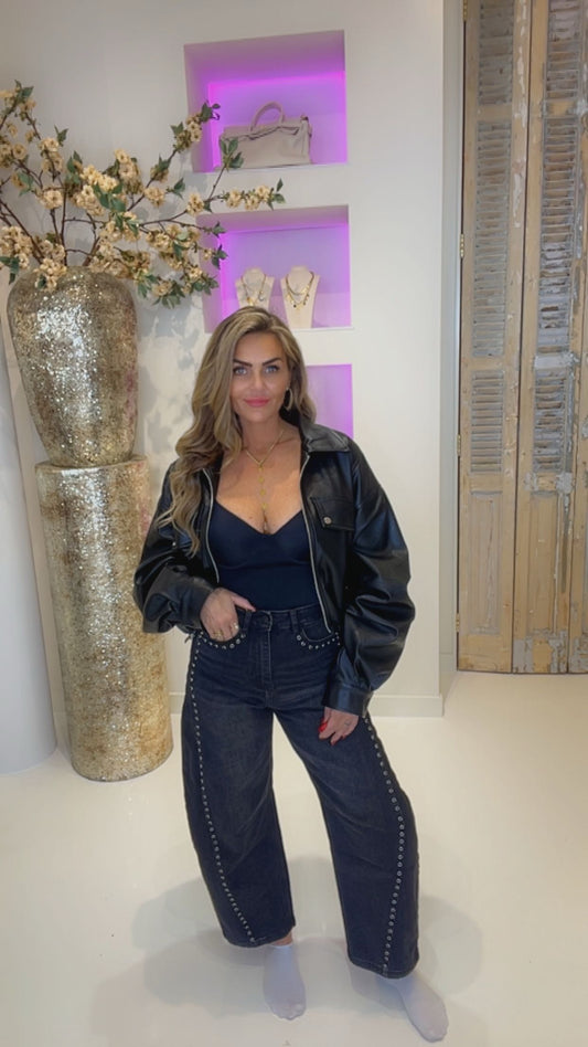 Stud black balloon jeans