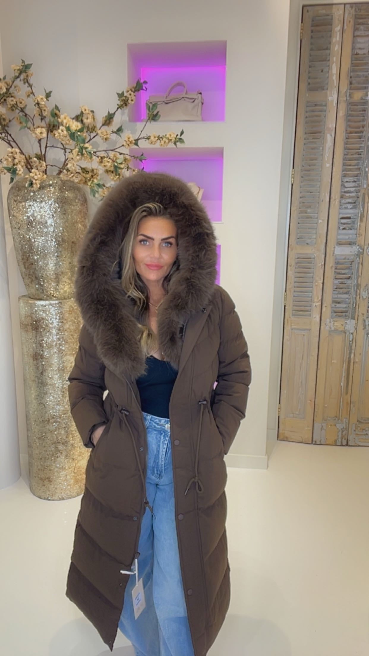 Diva darkbrown winterjas