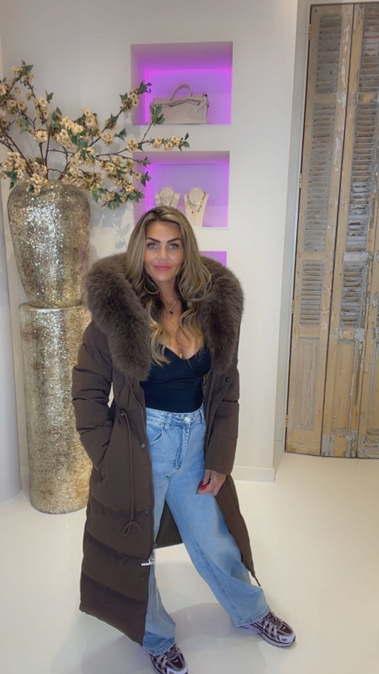 Diva darkbrown winterjas