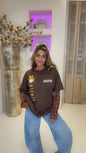 T-shirt Brown ruiten mouwen