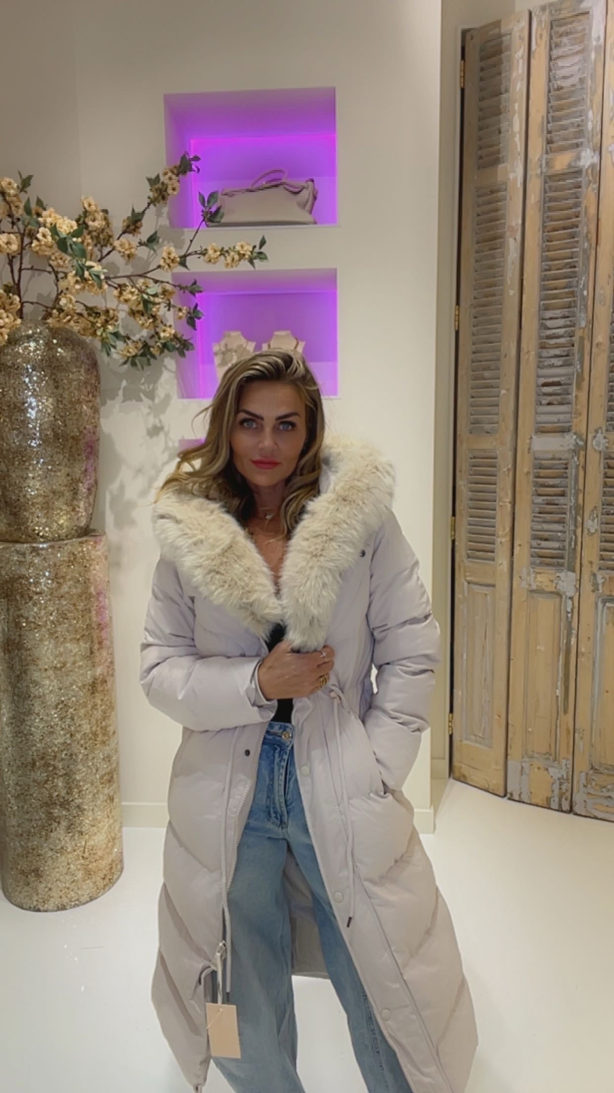 Diva winterjas beige