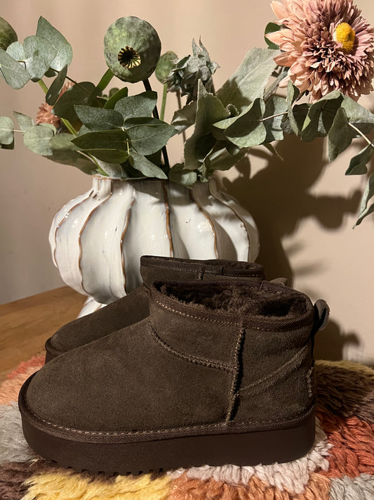 real leather plateau mini boots