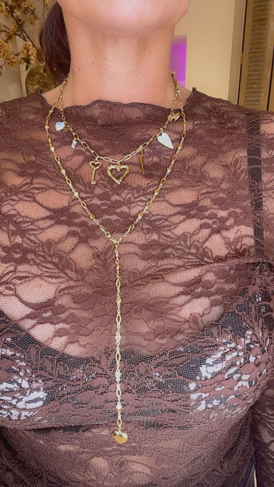 lang mini hartjes necklase