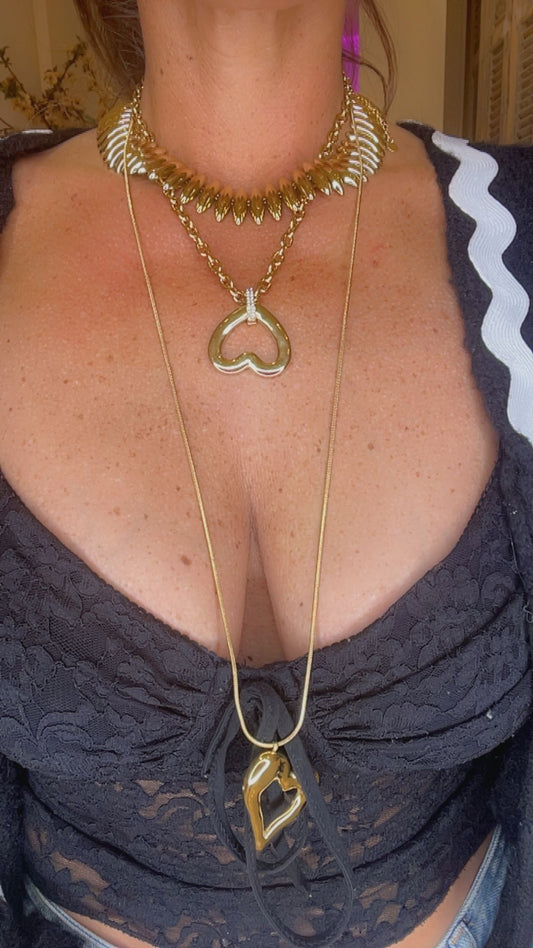 ketting open hart strass