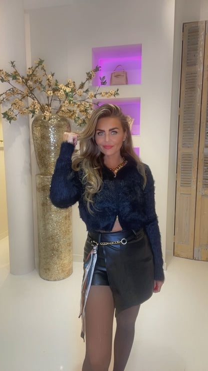 tess skort met riem zwart