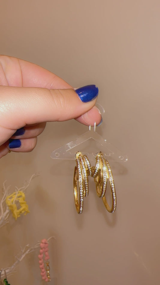 Trippel Strass hoop earrings