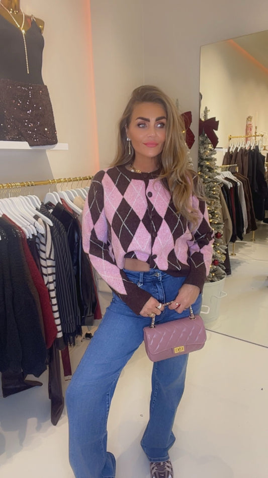 jitte vest roze bruin