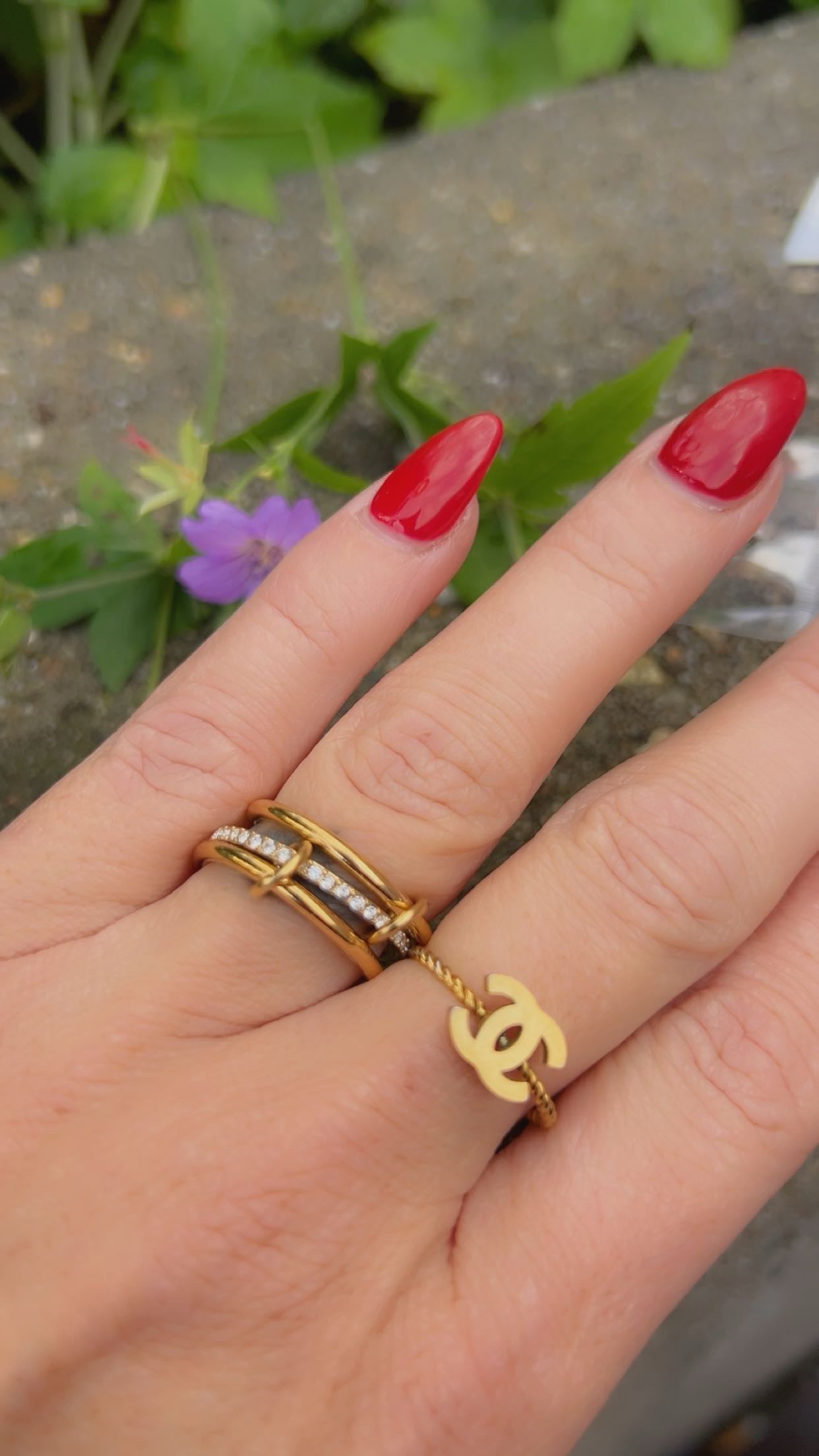 golden strass 3 in 1 ring