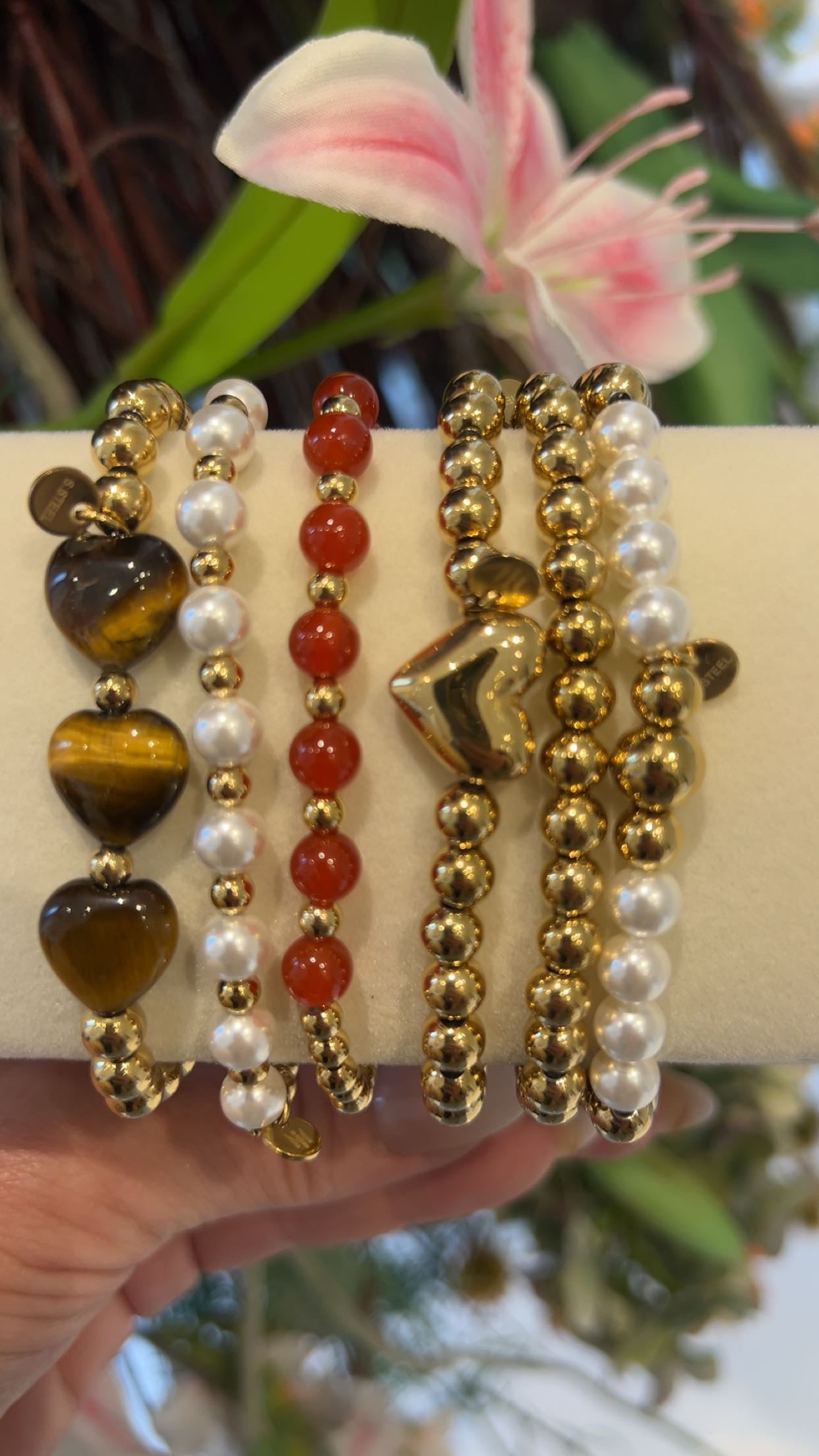 strech armband goud