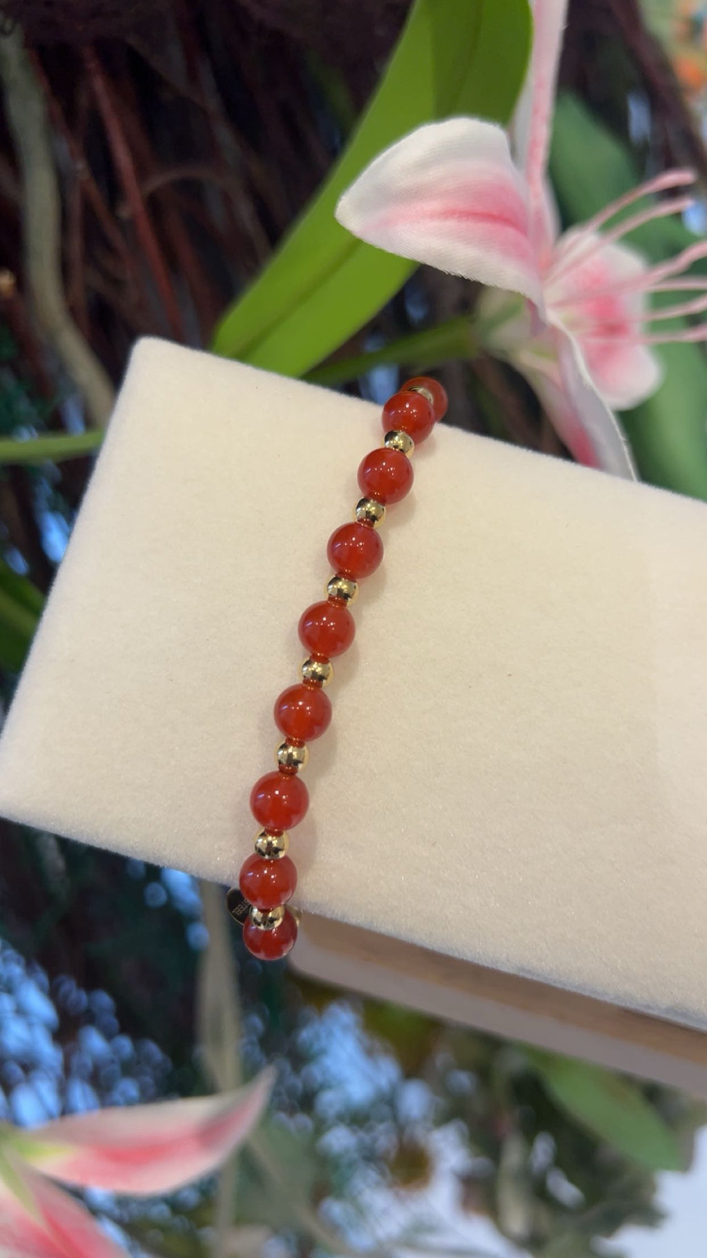 strech armband goud rood
