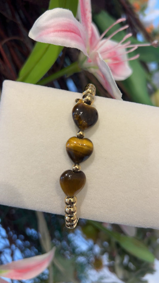 strech armband tijgeroog hartje s