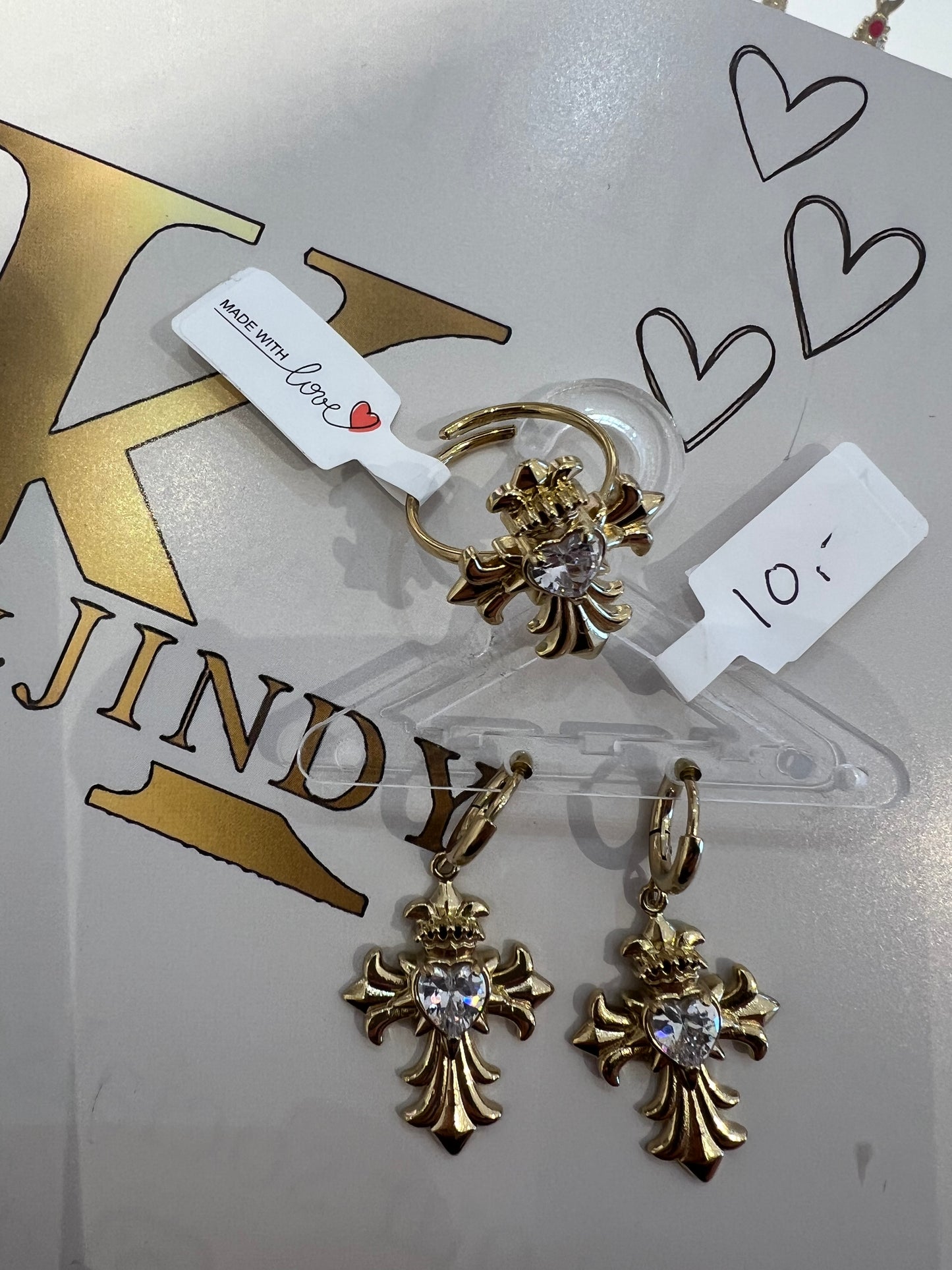 heart cross earrings