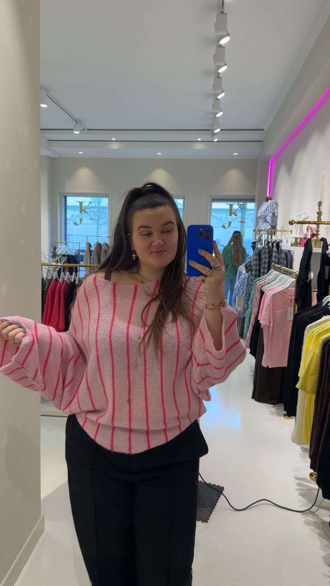 livia sweater stripe roze