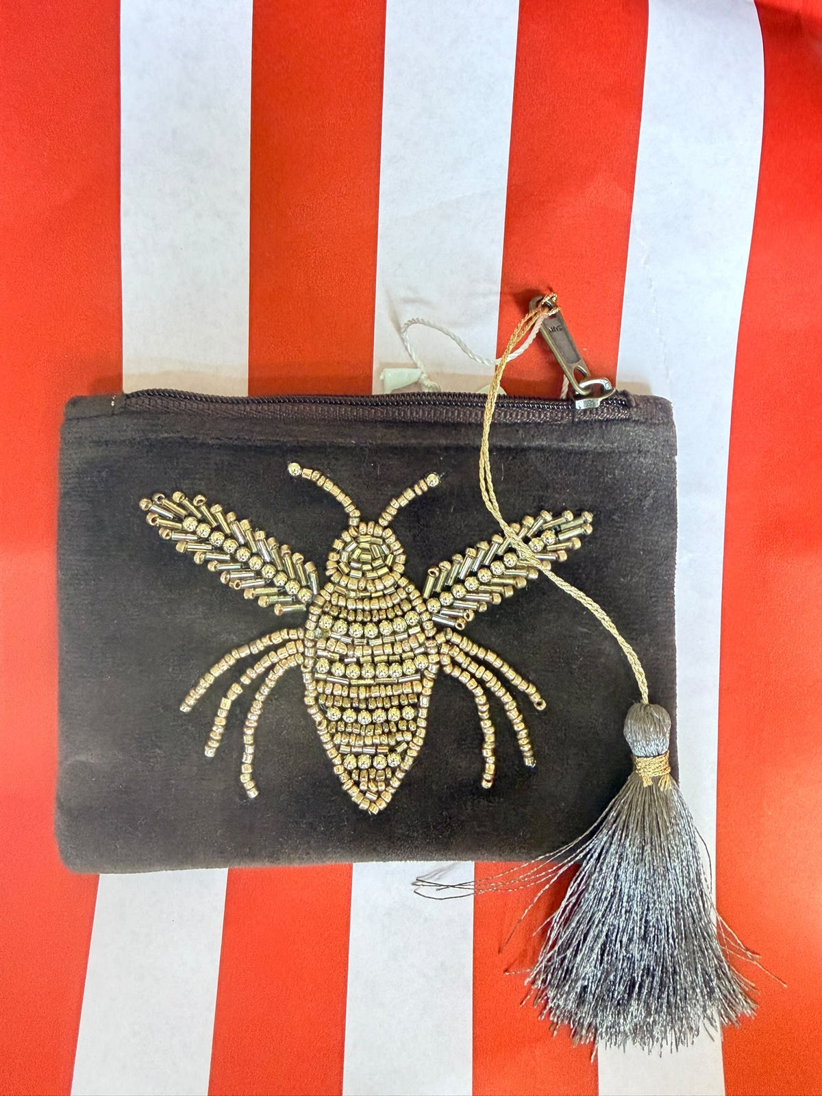 Beaded Wallet Bee bruin