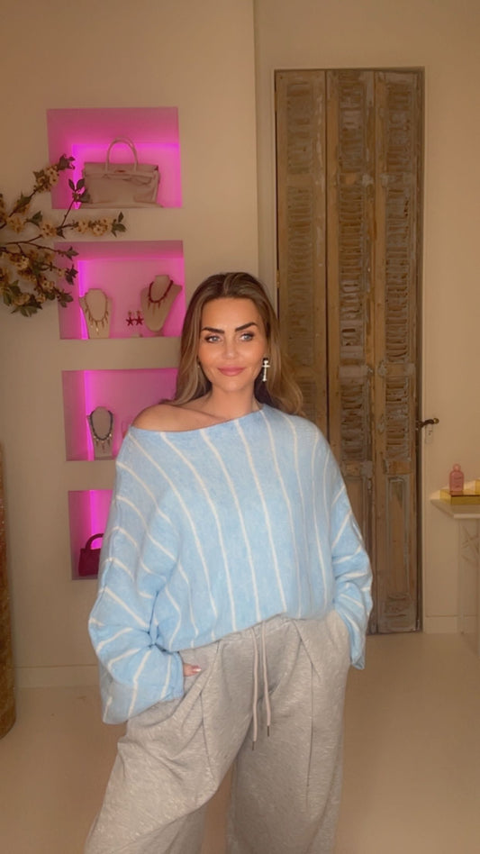 livia sweater stripe blauw