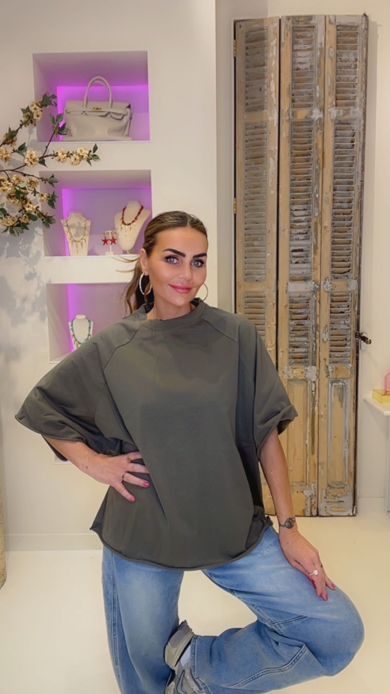 billy oversized tee army green