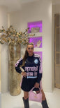 Motorcyclr sweater dress zwart/roze