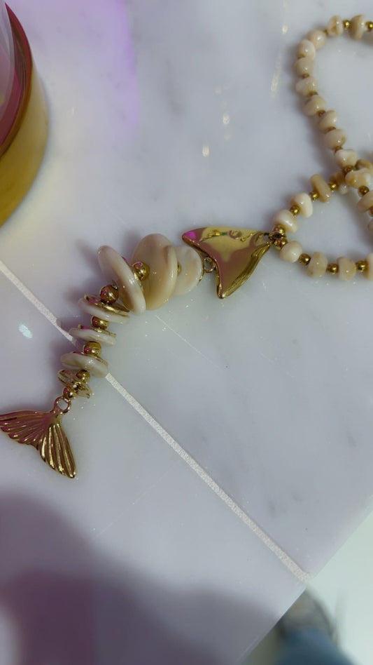 fisch ketting beige