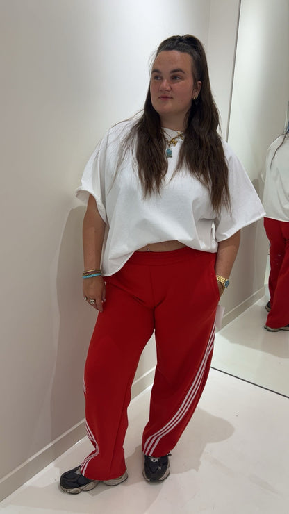 Striped jogger red