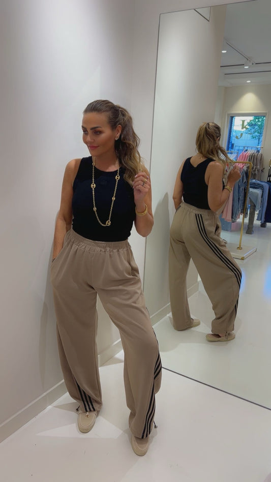 Striped jogger taupe zwart