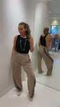 Striped jogger taupe zwart