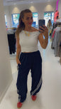 striped jogger navy blauw / wit