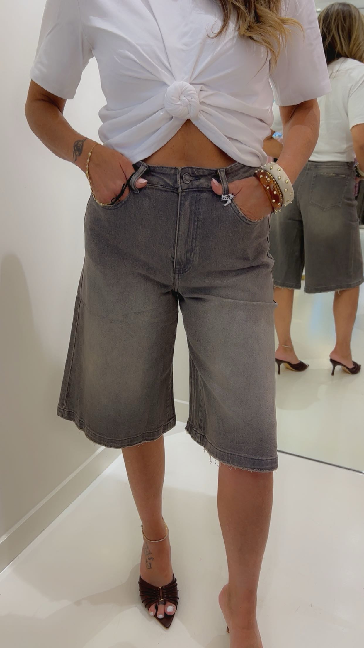 Brown washed denim Jort