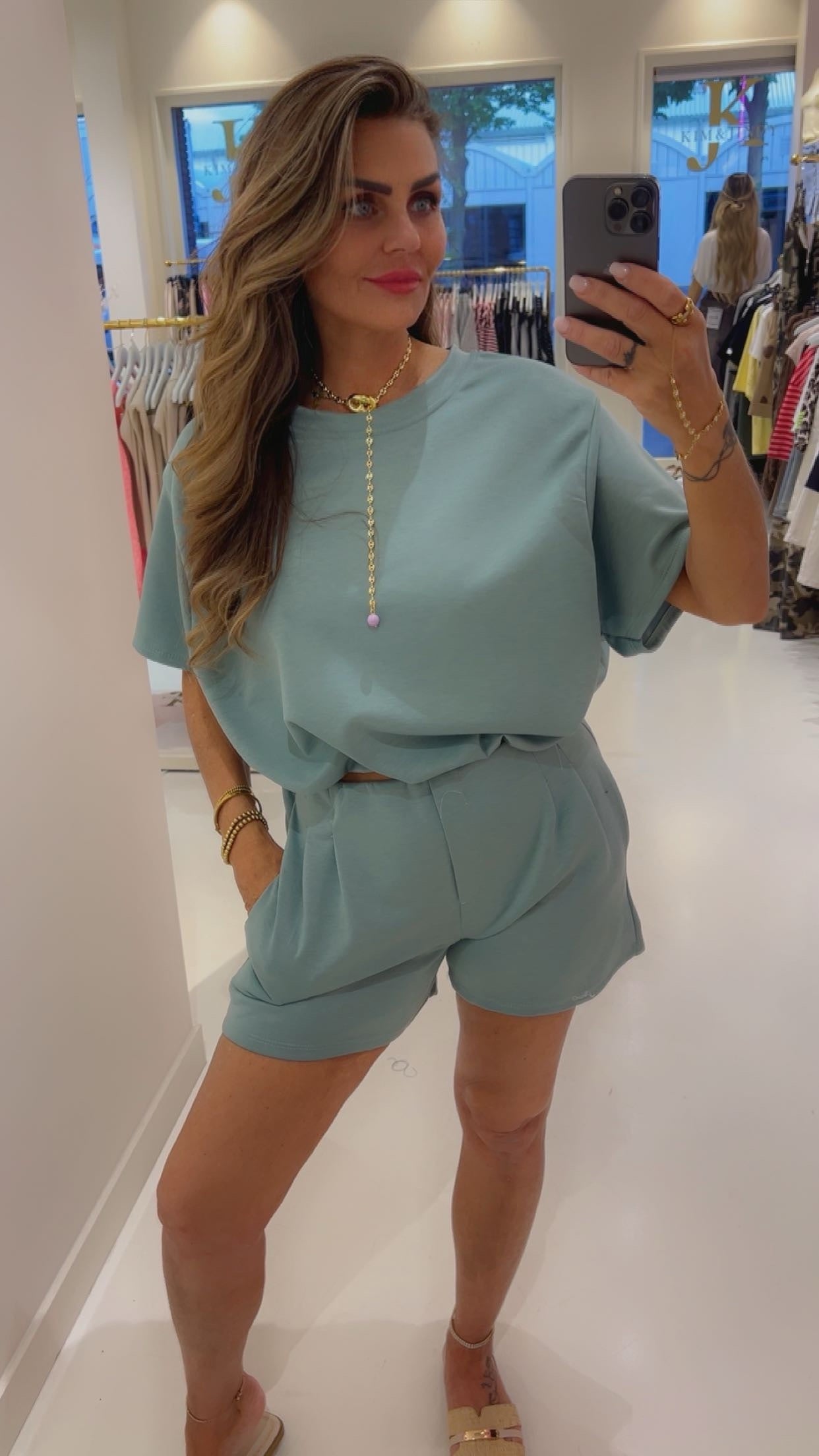 Bibi short setje turquoise