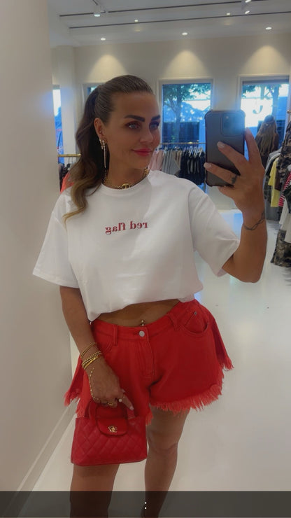 jeans short rood