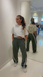 Striped jogger green