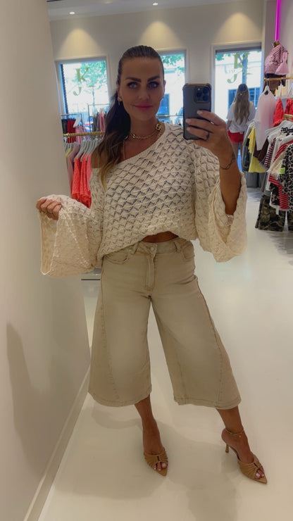 monica Beige Jeans Bermuda/driekwart