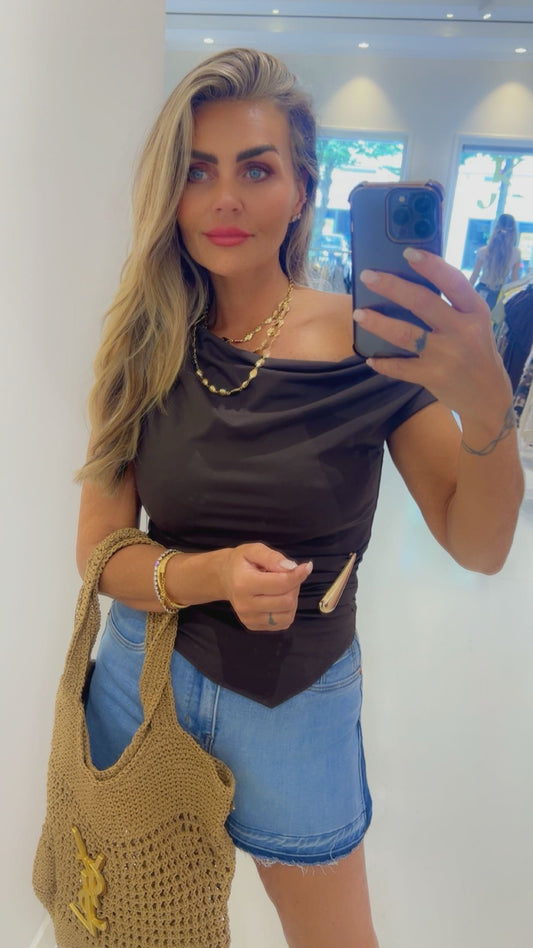 nienke top golden detail brown