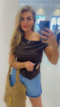 nienke top golden detail brown