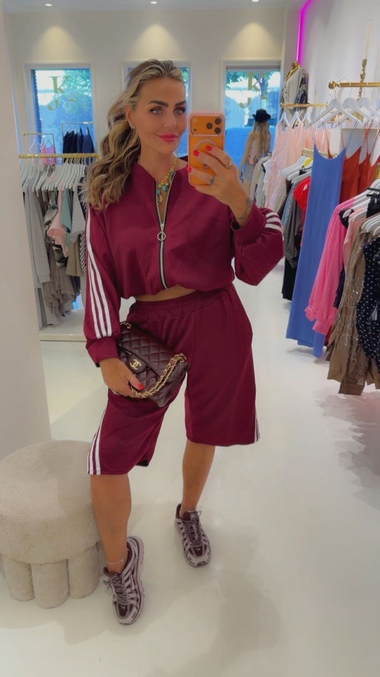 Striped 2-delige set Bordeaux