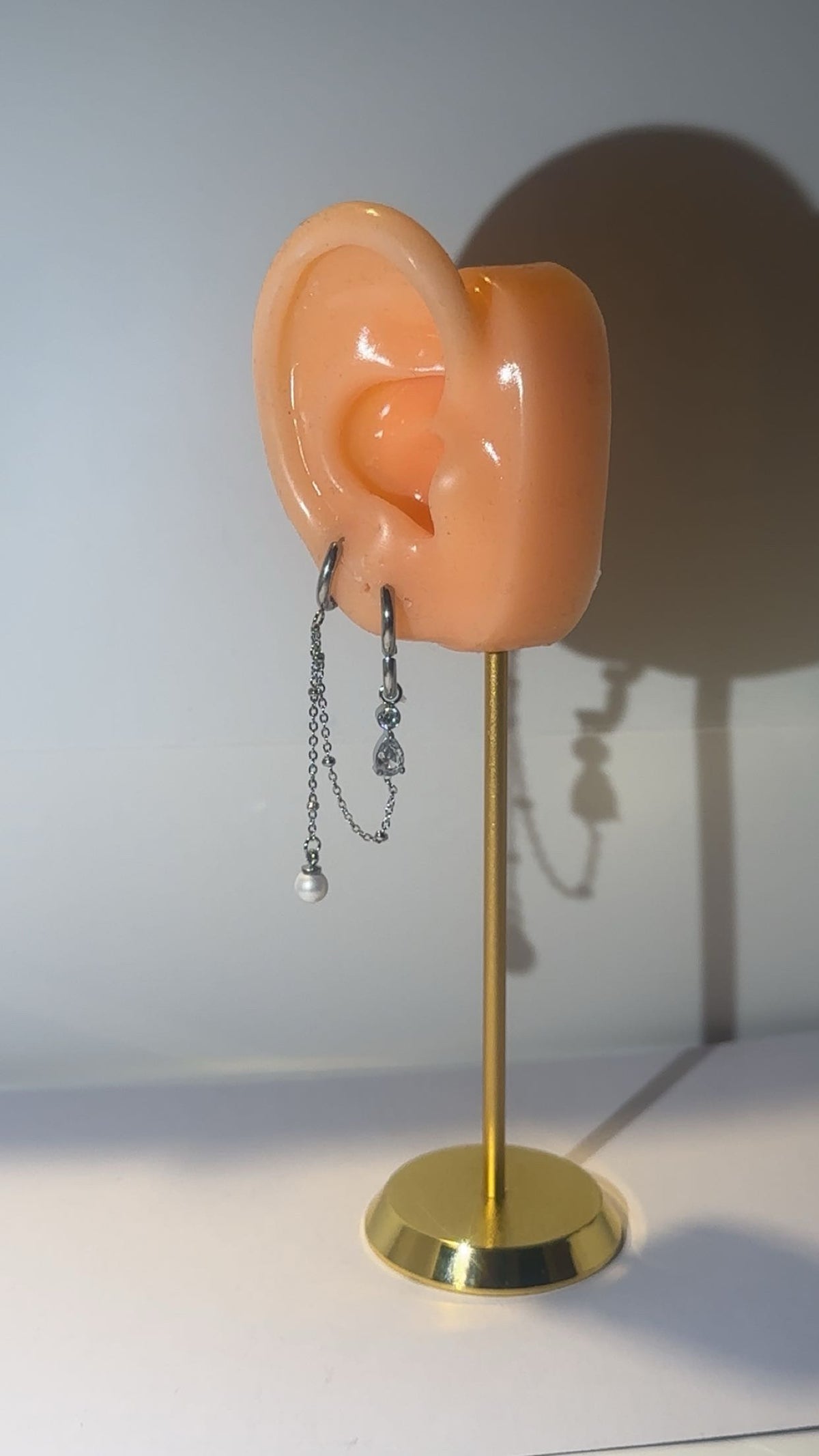 Pearl chain Earring zilver